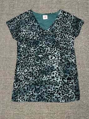 Buddy Love Teal and Black Leopard Print V-Neck Shift Dress